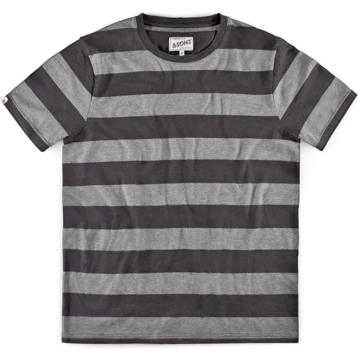 &SONS Tops-Papillon T-Shirt Grey Stripe