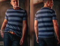 &SONS Tops-Papillon T-Shirt Navy Stripe