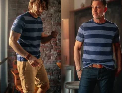 &SONS Tops-Papillon T-Shirt Navy Stripe