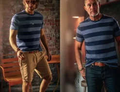 &SONS Tops-Papillon T-Shirt Navy Stripe