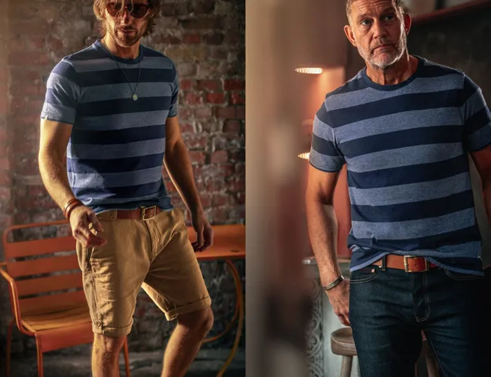 &SONS Tops-Papillon T-Shirt Navy Stripe