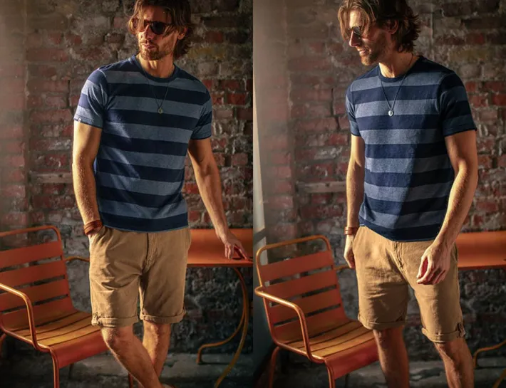 &SONS Tops-Papillon T-Shirt Navy Stripe