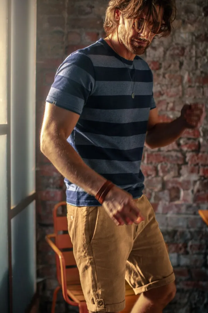 &SONS Tops-Papillon T-Shirt Navy Stripe