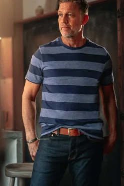 &SONS Tops-Papillon T-Shirt Navy Stripe