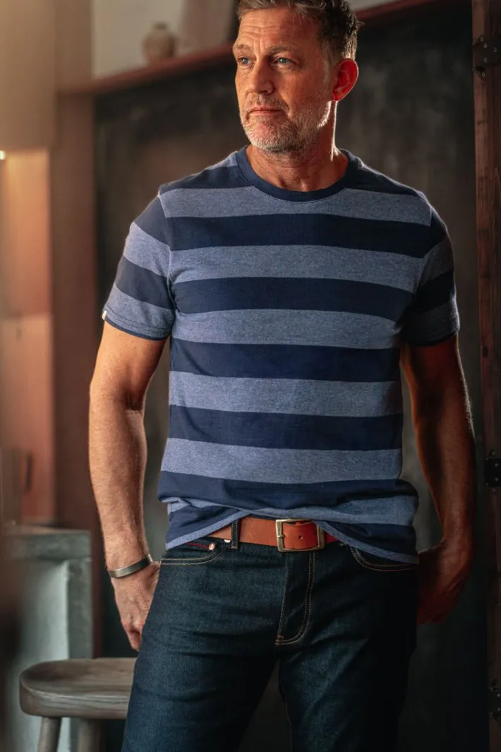 &SONS Tops-Papillon T-Shirt Navy Stripe