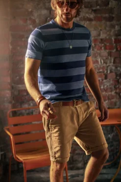 &SONS Tops-Papillon T-Shirt Navy Stripe