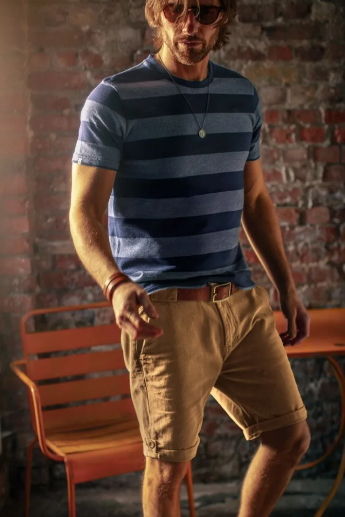 &SONS Tops-Papillon T-Shirt Navy Stripe