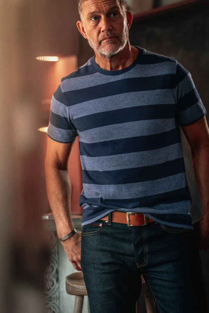 &SONS Tops-Papillon T-Shirt Navy Stripe