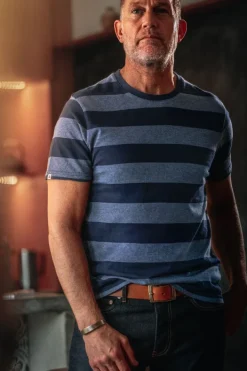 &SONS Tops-Papillon T-Shirt Navy Stripe