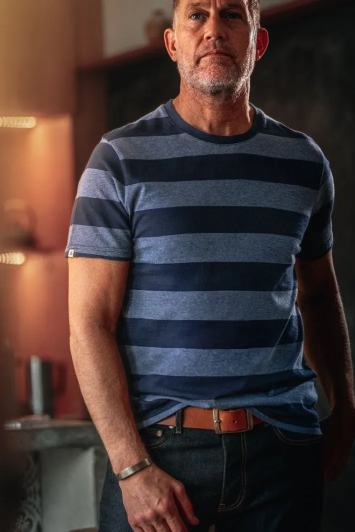 &SONS Tops-Papillon T-Shirt Navy Stripe