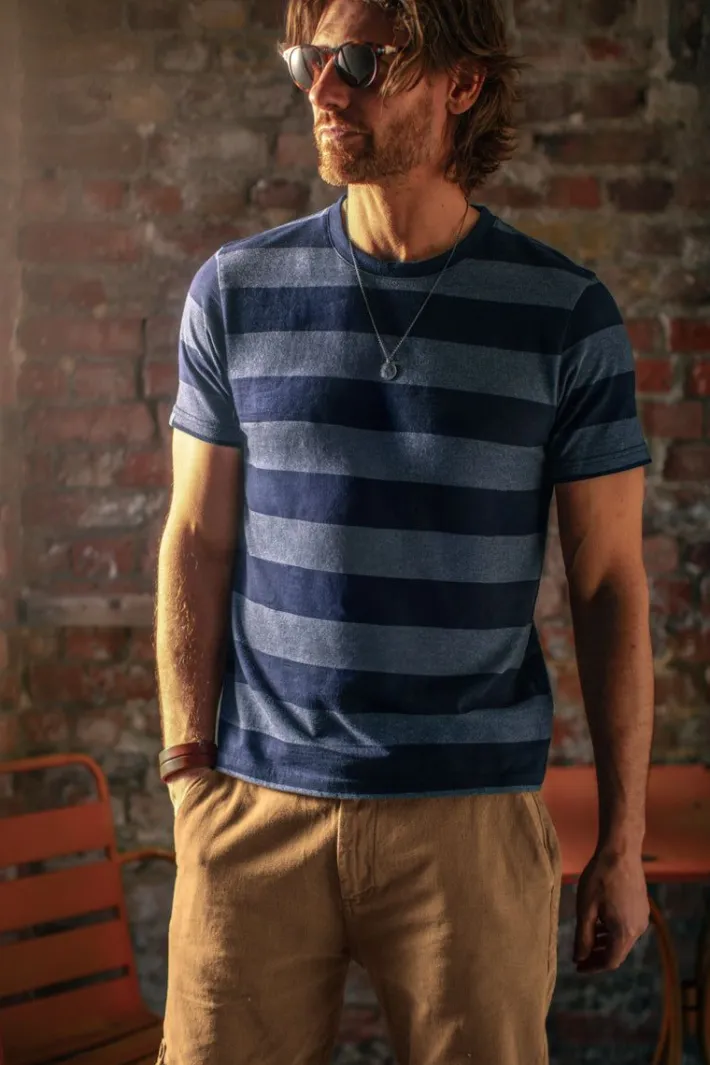 &SONS Tops-Papillon T-Shirt Navy Stripe