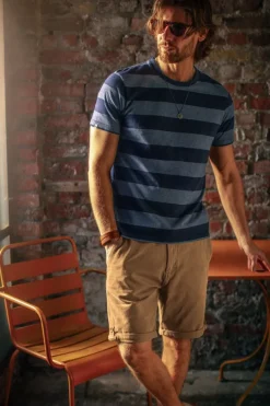 &SONS Tops-Papillon T-Shirt Navy Stripe