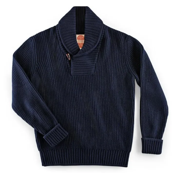 &SONS Jackets & Coats-Port Shawl Collar Jumper Navy
