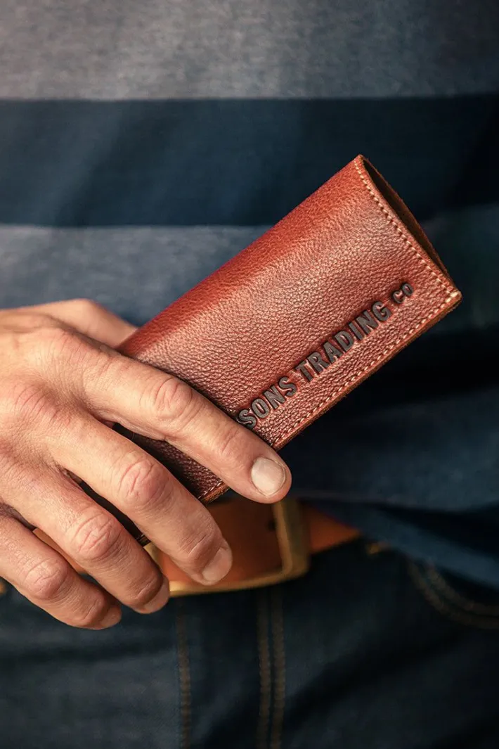 &SONS Leather Goods-Pouch Glasses Case Brown