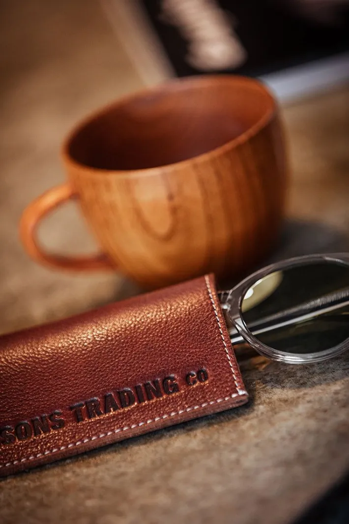 &SONS Leather Goods-Pouch Glasses Case Brown
