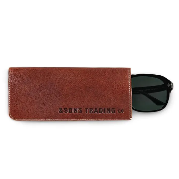 &SONS Leather Goods-Pouch Glasses Case Brown