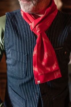 &SONS Scarves-Red Ikat Scarf