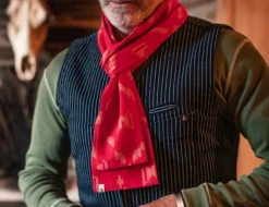 &SONS Scarves-Red Ikat Scarf