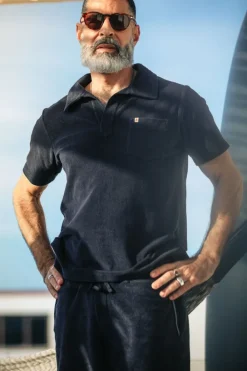 &SONS Tops-Solar Polo Navy