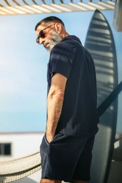 &SONS Tops-Solar Polo Navy