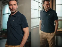 &SONS Tops-Solar Polo Navy