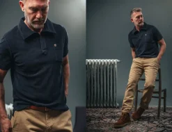 &SONS Tops-Solar Polo Navy