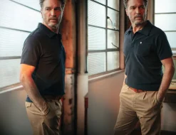 &SONS Tops-Solar Polo Navy