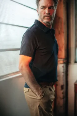 &SONS Tops-Solar Polo Navy