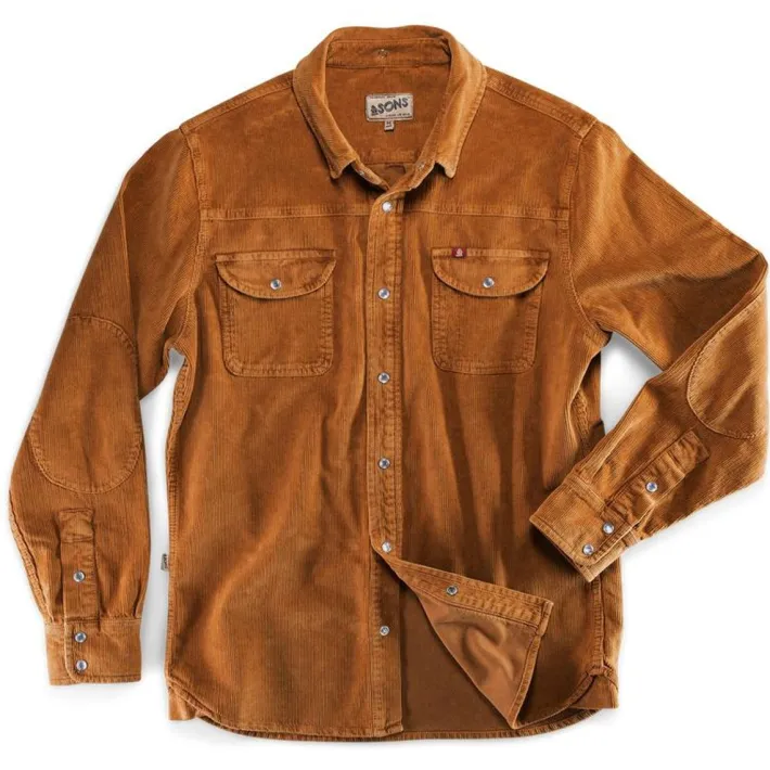 &SONS Tops-Sunday Shirt Corduroy Tan