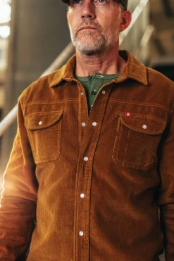 &SONS Tops-Sunday Shirt Corduroy Tan