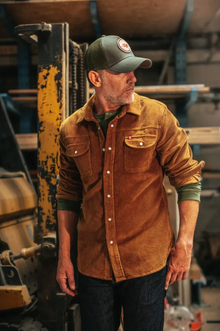 &SONS Tops-Sunday Shirt Corduroy Tan