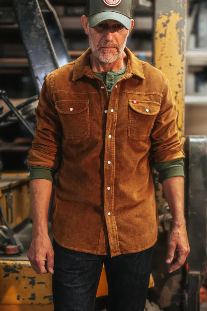 &SONS Tops-Sunday Shirt Corduroy Tan
