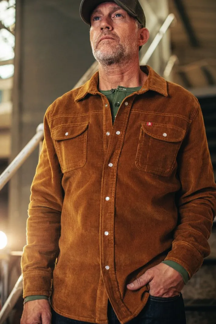 &SONS Tops-Sunday Shirt Corduroy Tan