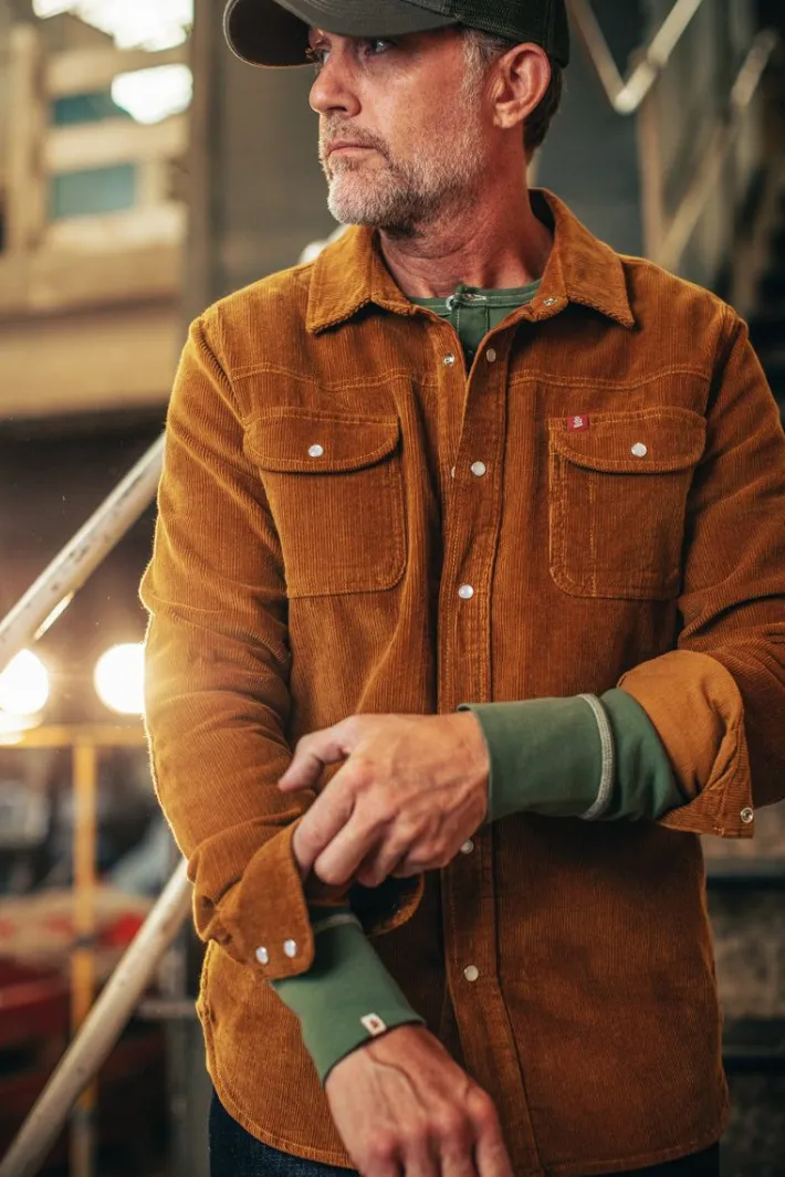 &SONS Tops-Sunday Shirt Corduroy Tan