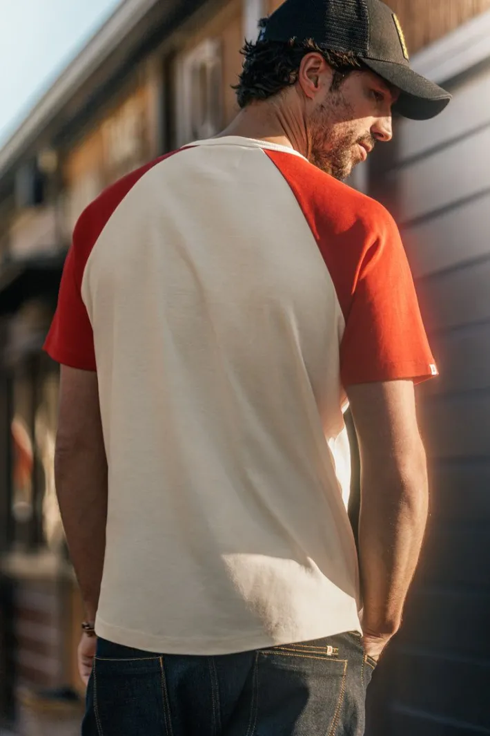 &SONS Tops-The Chariot Henley Shirt Raw/Red