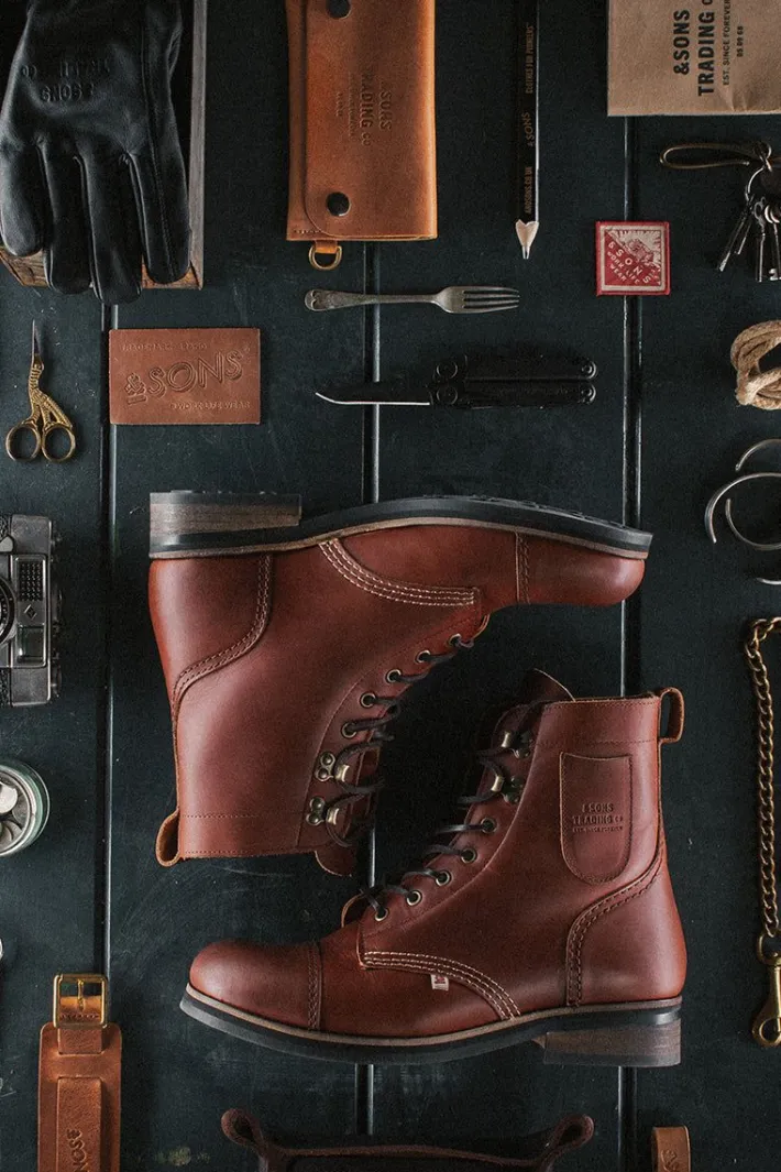 &SONS Leather Goods-The Drover Boot Brown