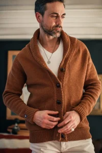 &SONS Jackets & Coats-Turner Cardigan Rust