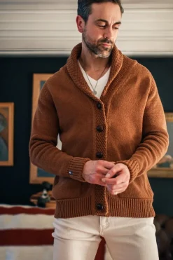 &SONS Jackets & Coats-Turner Cardigan Rust