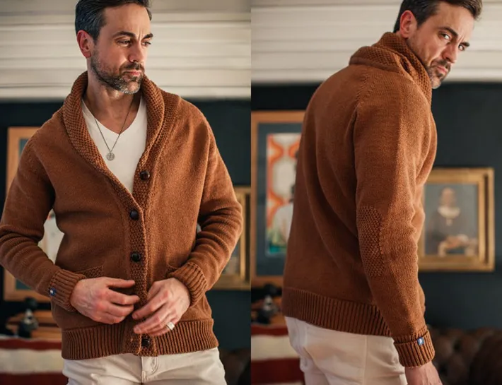 &SONS Jackets & Coats-Turner Cardigan Rust