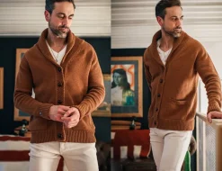 &SONS Jackets & Coats-Turner Cardigan Rust