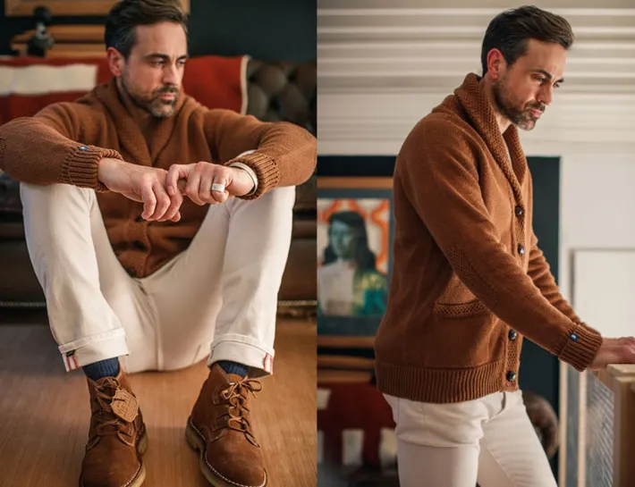 &SONS Jackets & Coats-Turner Cardigan Rust