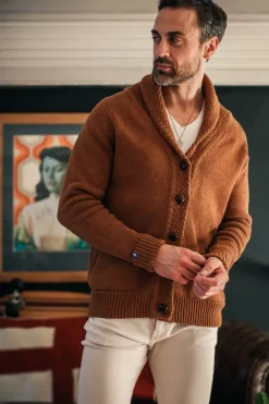 &SONS Jackets & Coats-Turner Cardigan Rust