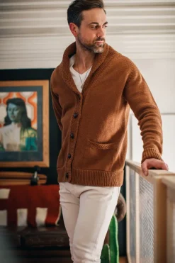 &SONS Jackets & Coats-Turner Cardigan Rust