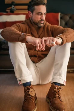 &SONS Jackets & Coats-Turner Cardigan Rust