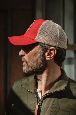 &SONS Headwear-Union Trucker Cap Vintage Red