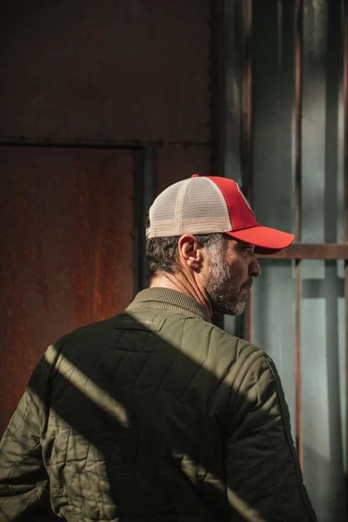 &SONS Headwear-Union Trucker Cap Vintage Red