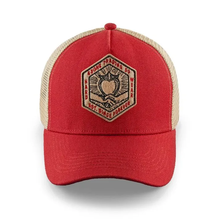 &SONS Headwear-Union Trucker Cap Vintage Red