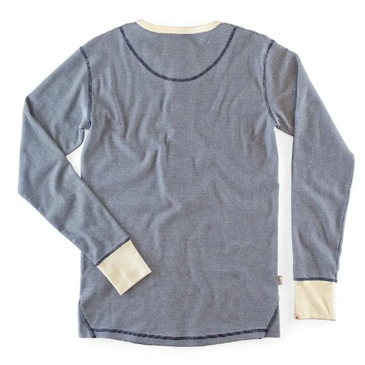 &SONS Tops-Wilder Henley Ticking Blue