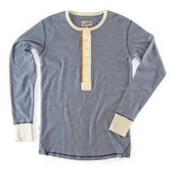 &SONS Tops-Wilder Henley Ticking Blue