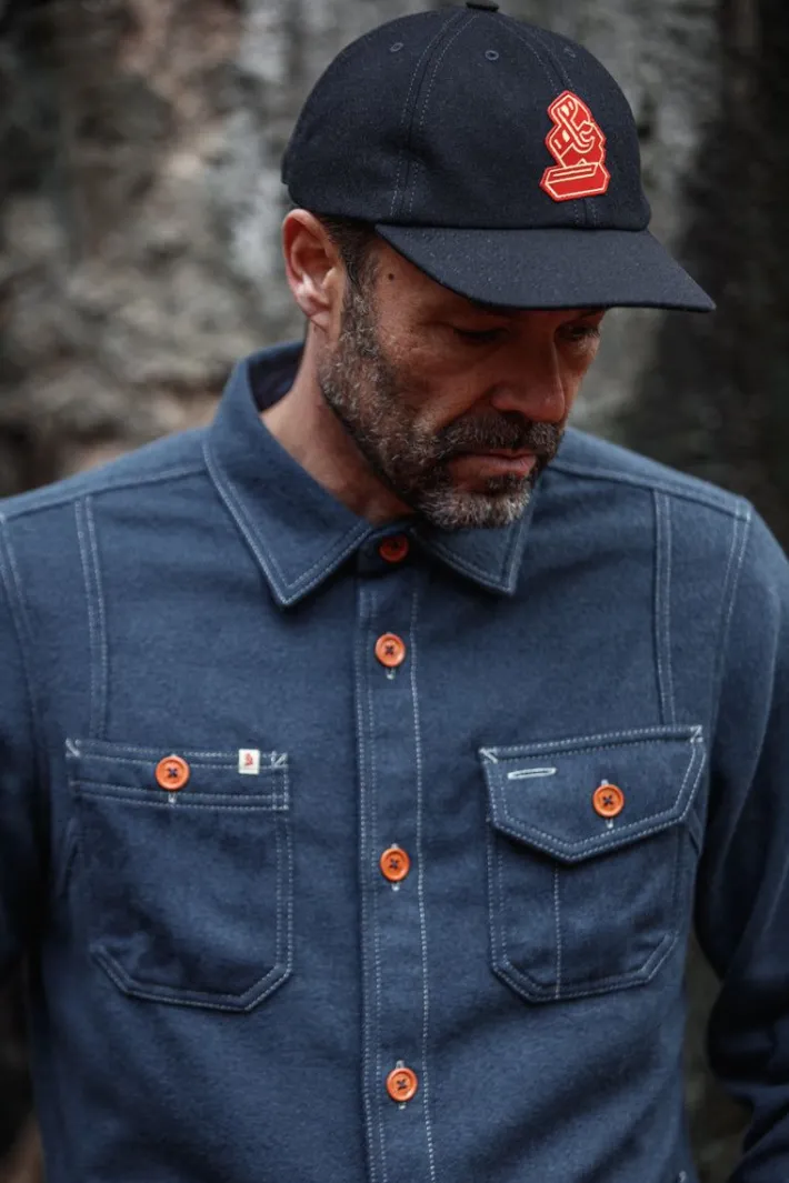 &SONS Headwear-Woollen Snap Cap Navy